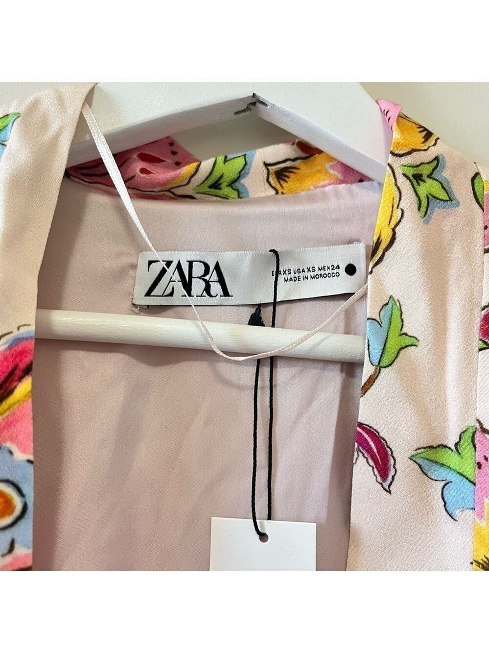 Zara Silky Floral Long Kimono Dress - Picture 8 of 10